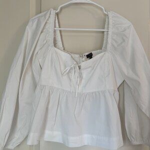 J. Crew Square Neck Cotton Poplin Cropped top. White. Size 12. Like New.